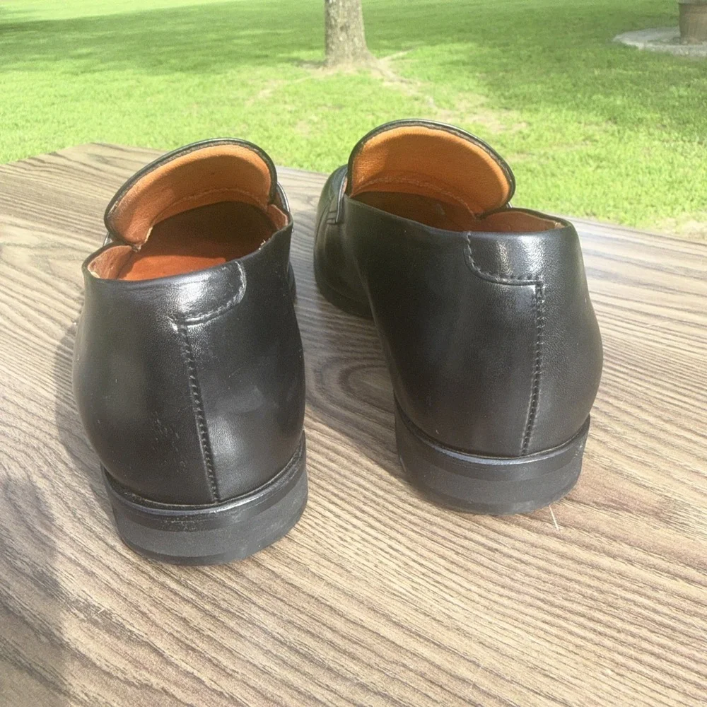 Wolf & Shepherd 9719 Mens Penny Loafer Dress Black Leather Shoes Size 8.5 US